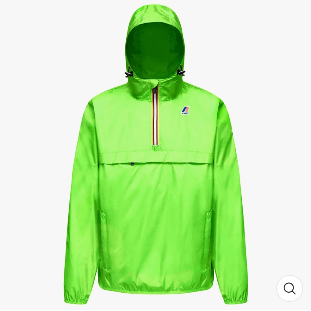 K-Way Men’s Lime Green Hooded Packable Windbreaker